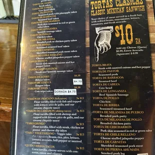 menu