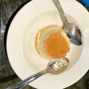Flan with sauce.