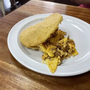 Gordita with chorizo &amp; egg.  Perfect thickness and nice outer crunch.