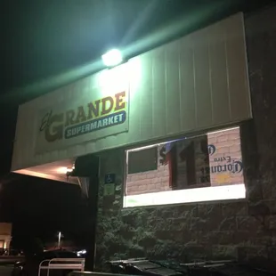 the front of the store at night