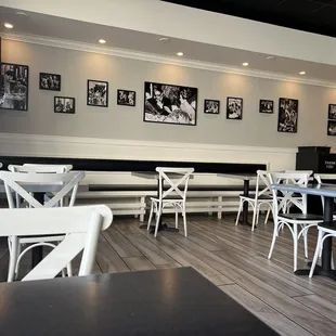 tables and chairs in a restaurant