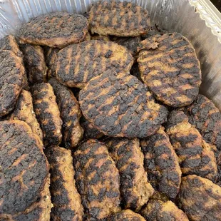 grilled meat in a pan