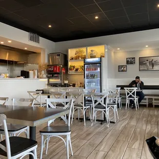 tables and chairs in a restaurant
