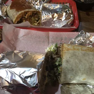 Chorizo burrito &amp; steak burrito