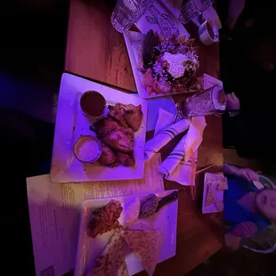 a variety of food items on a table