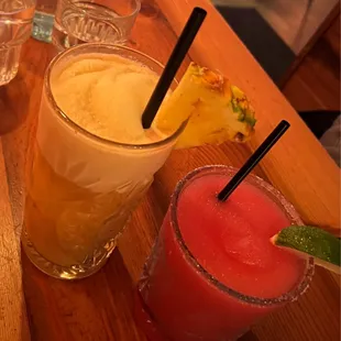 Piña Colada Slushie and Prickly Pear Margarita