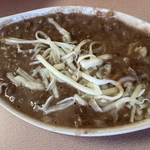 Side of beans to dip our chips in