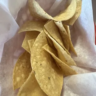 This is how much chips they gave for three people. They ended up bringing us more.