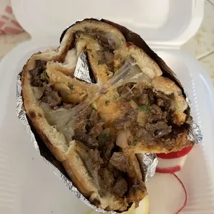 the inside of a sandwich