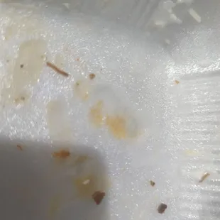 Melted Styrofoam on fries.