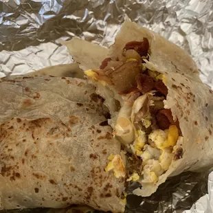 Potato eggs and cheese added bacon