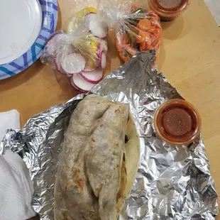 Huuuge asada burrito with the yummy sides.