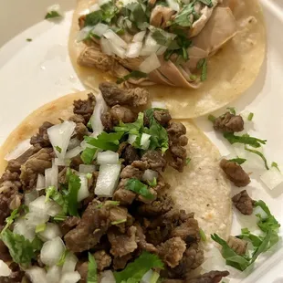 tacos: asada and pollo