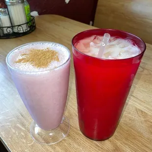Strawberry Smoothie and Horchata