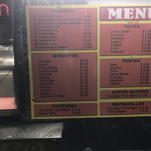 menu