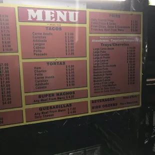 menu