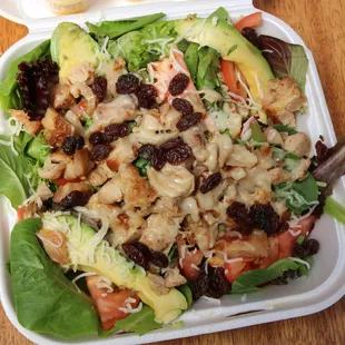 Chicken salad (-croutons), dressing on the side. yum yum yum