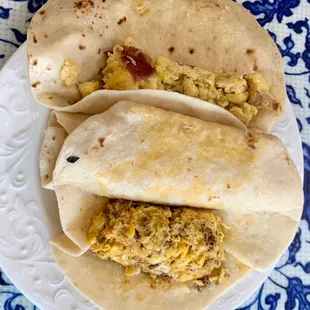 Chorizo &amp; egg / bacon &amp; egg tacos
