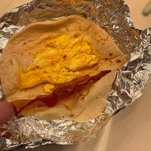 a hand holding a burrito