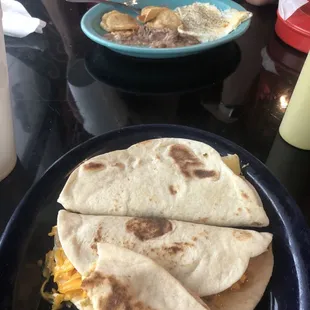 Breakfast tacos and Huevos Rancheros Plato