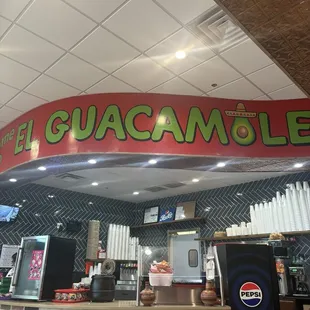 Signage over the cashier counter