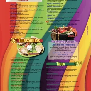 the menu of the restaurant