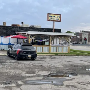 a car parked in a parking lot