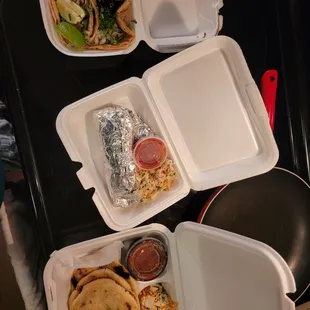 Tacos, tamale, three pupusas. 12.28.21