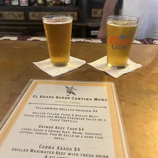 Beer &amp; menu