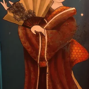 Cool mural in the restroom.