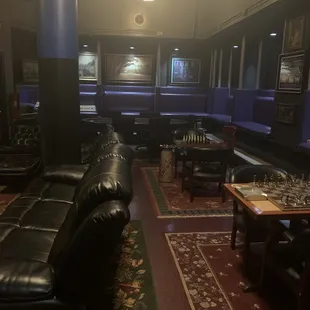 leather couches and tables