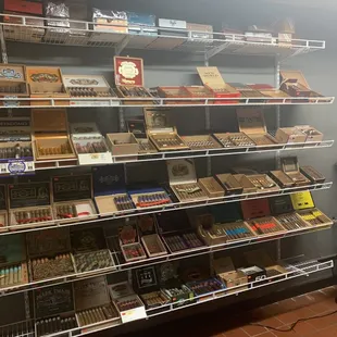 shelves of cigars