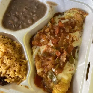 Chorizo Omelette with rice and beans. Outstanding!!