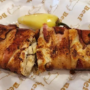 Chicken Burrito wrapped with Bacon