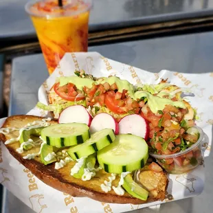 Pollo Torta &amp; Mangoyada drink