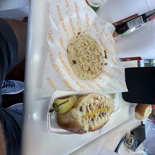 Sonora hotdog and quesadilla