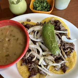 Carne Asada Mini Tacos, not on the menu, but it was advertised on the restaurant sign.