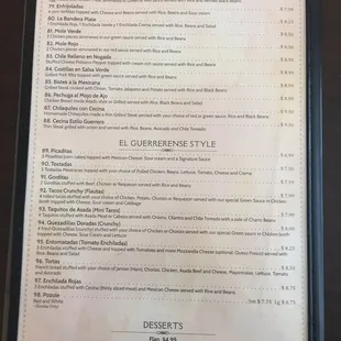 the menu