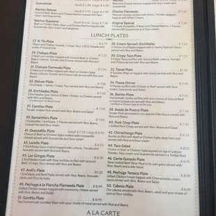 the menu