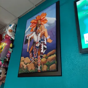 a painting of a native american warrior