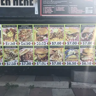 Menu items as of 10/2/20