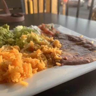 Fajita bean and rice plate