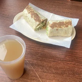 Agua De Tamarindo And Vegetariano Burrito