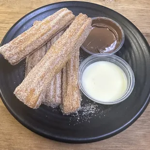 Churros with Nutella and condensed milk