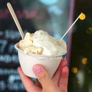 Apricot Peach Cardamom + Lavender Honey Gelato ($5 for small) - good, I really like the flavors
