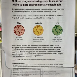 This is a rating system the have for environmental impact of each meal.