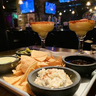 Dip sampler and frozen margaritas.
