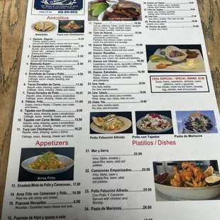 sushi and sashimi, menu