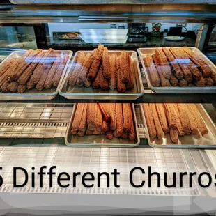 a display of different churros