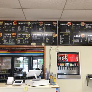 menus and prices on the wall